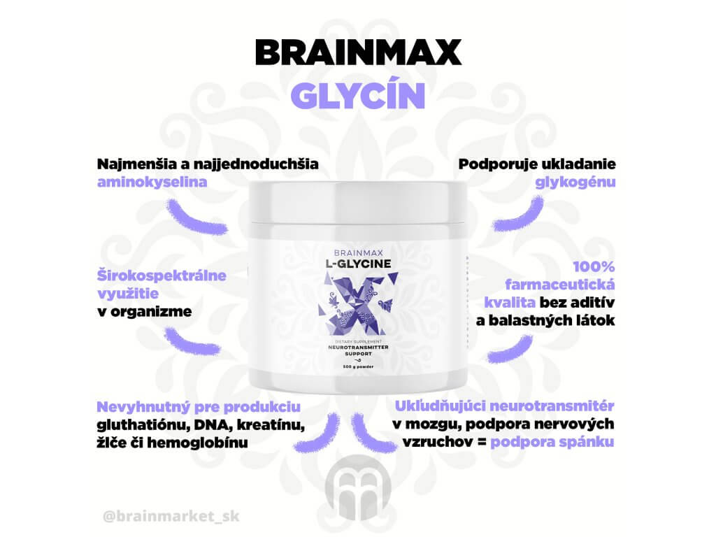 BrainMax Glycín 500 g infografika