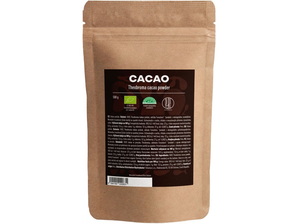 BrainMax Pure Cacao, bio kakao z Peru, 500 g