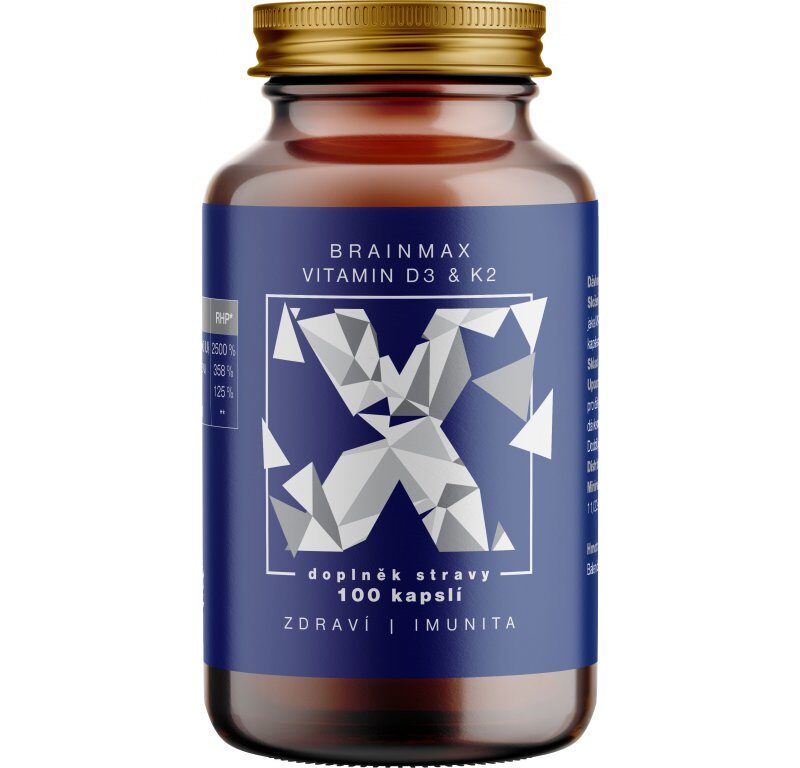 BrainMax Vitamin D3 & K2, 100 rastlinných kapsúl