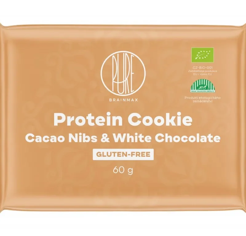 BrainMax Pure Protein Cookie, Kakaové bôby & Biela čokoláda, BIO, 60 g
