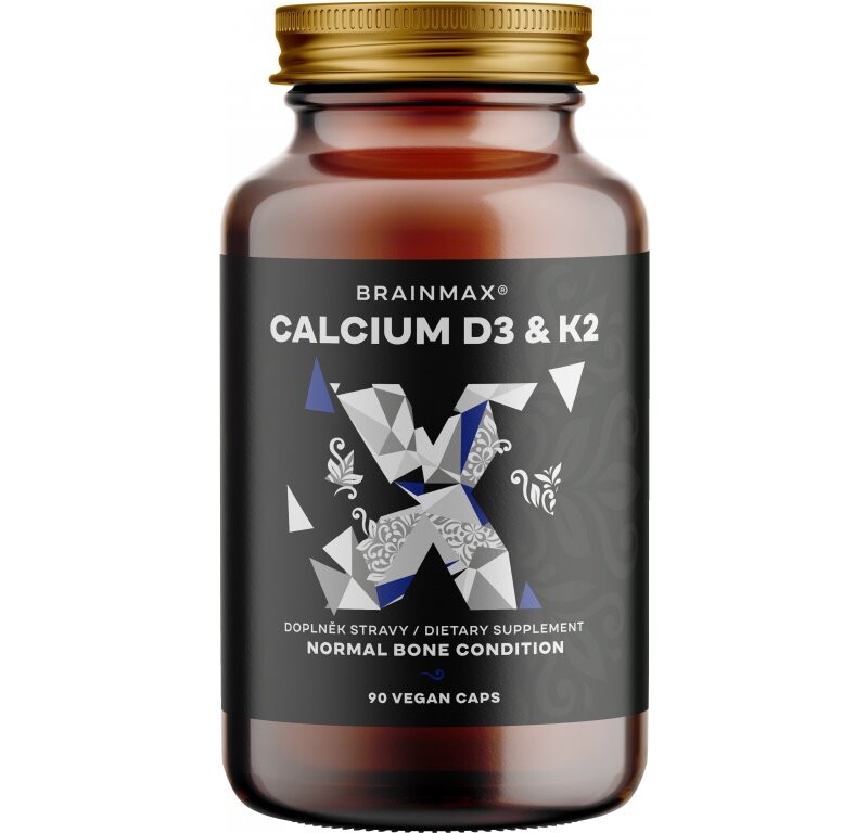 BrainMax Calcium D3 & K2, vápnik s vitamínom D3 & K2, 90 rastlinných kapsúl