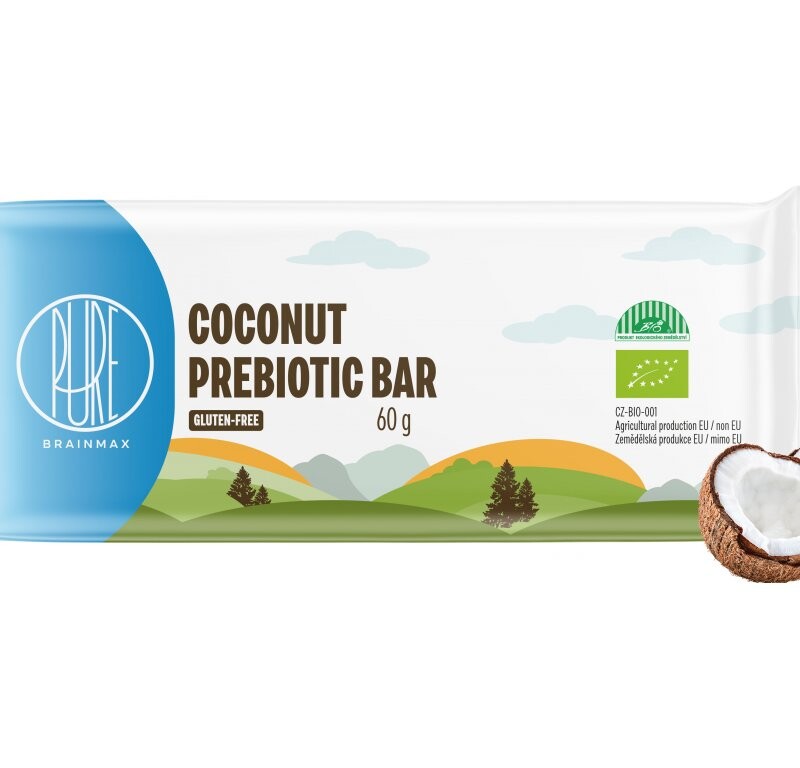 BrainMax Pure Coconut Prebiotic Bar, tyčinka s vlákninou, Kokos, BIO, 60 g