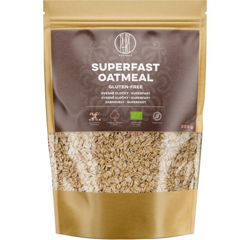 BrainMax Pure Superfast Ovesné Vločky, bezlepkové BIO, 200g