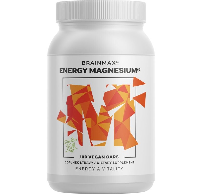 BrainMax Energy Magnesium®, 1000 mg, Horčík Malát 200 mg, 100 kapsúl