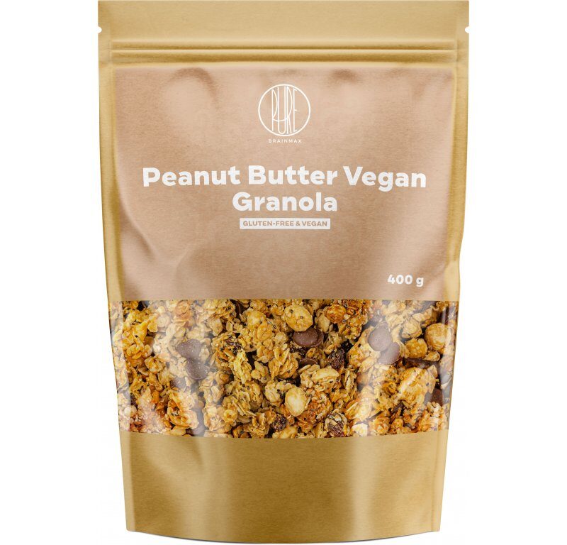 BrainMax Peanut Butter Vegan Granola, granola s arašidovým maslom, 400 g