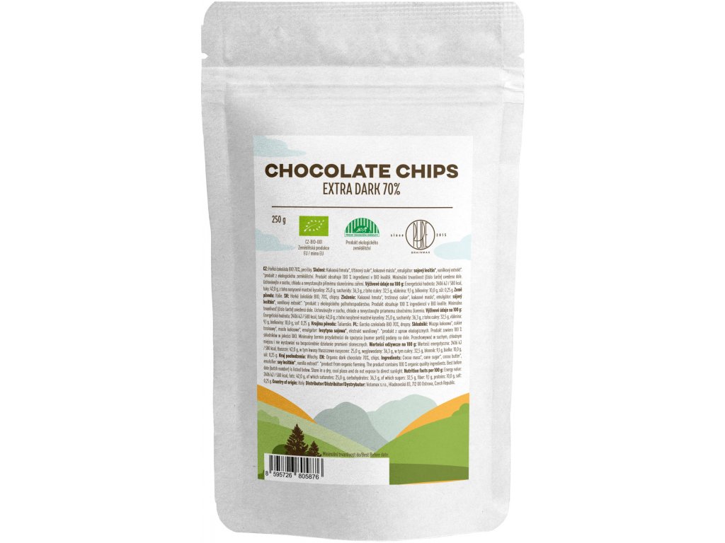 BrainMax Pure Dark Chocolate Chips, 250 g