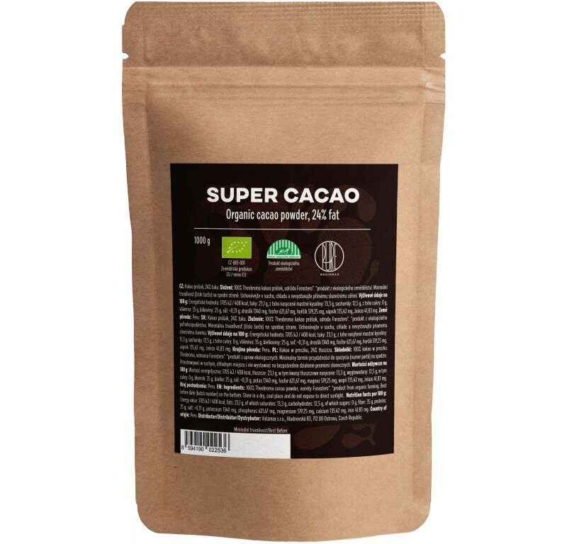 BrainMax Pure Organic Super Cacao, BIO kakao, 1000 g